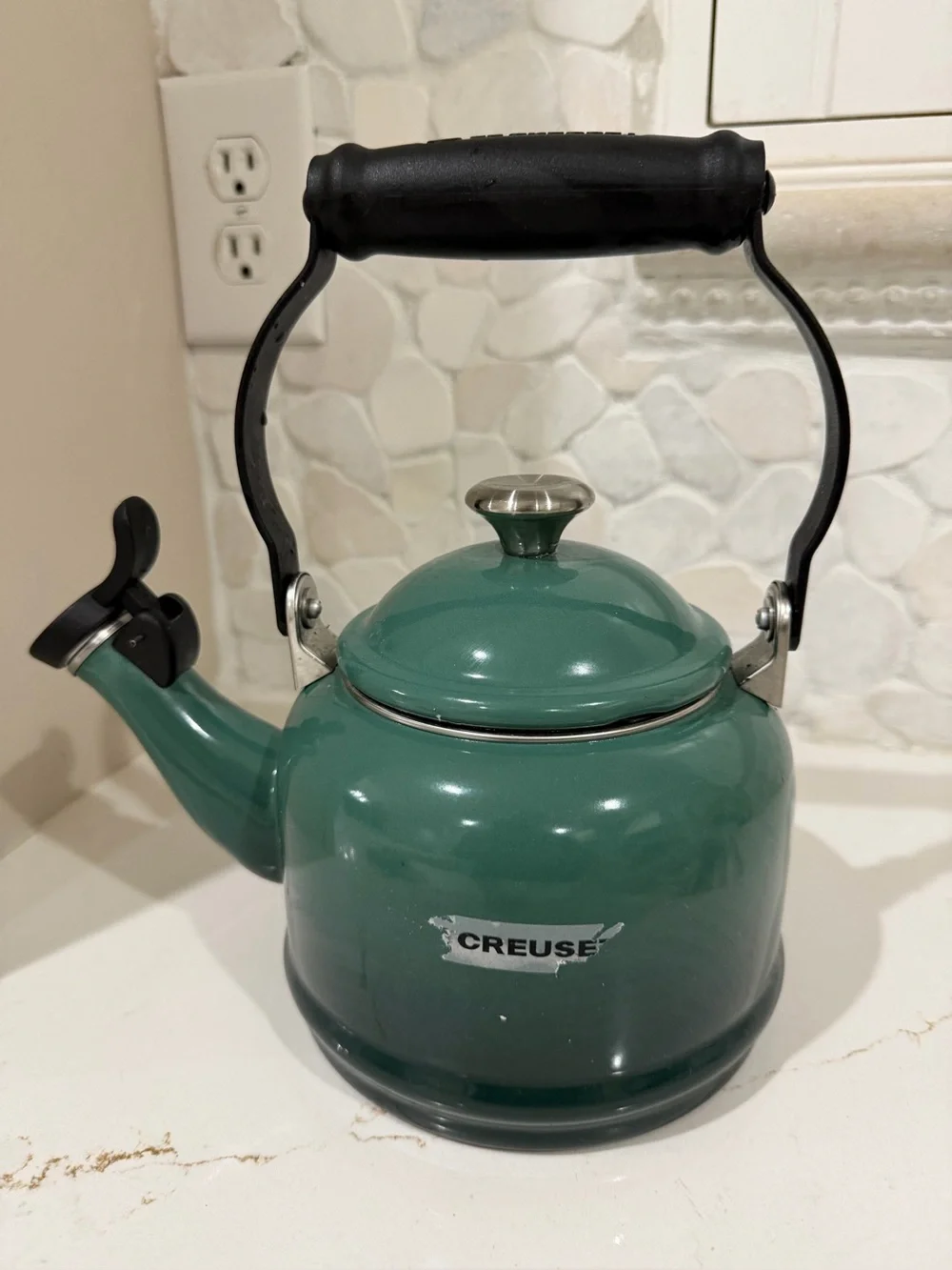 Le Creuset Green Enamel Stovetop Whistling Tea Demi Kettle